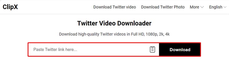 Paste the Twitter link into ClipTwitter